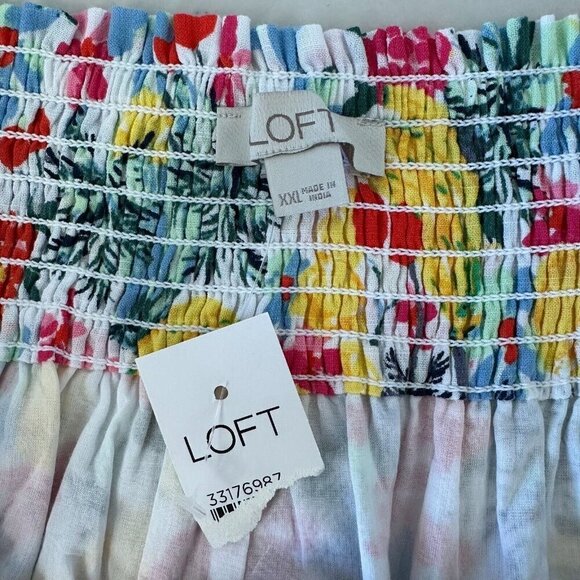 Loft Smocked Waist Skirt Floral Fruit Print Size 2XL - Picture 6 of 9